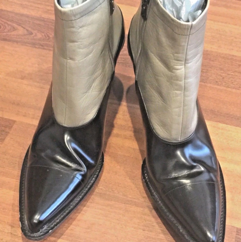 Prada two tone leather ankle boots!